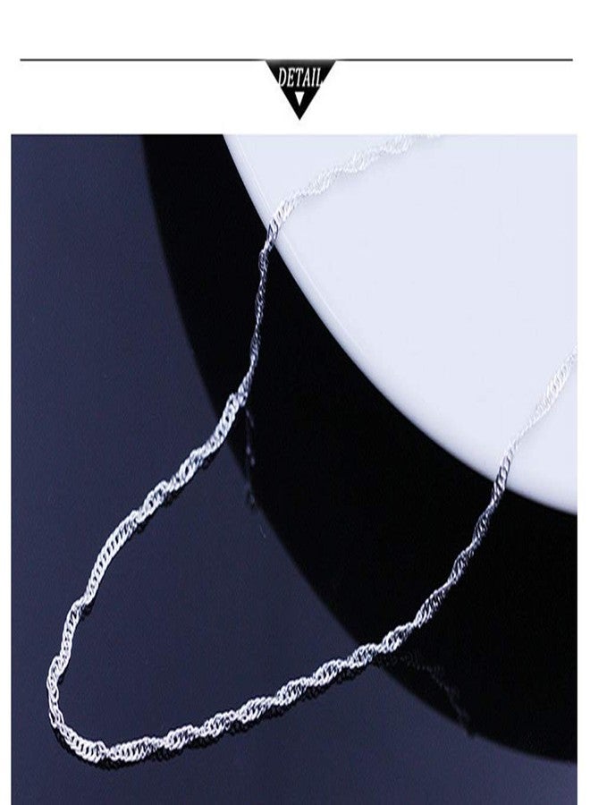 BQfife Sterling Silver Twisted Curb Link Chain Water wave chain Replacement Necklace Simple Slim for Pendant-24 - Image 2